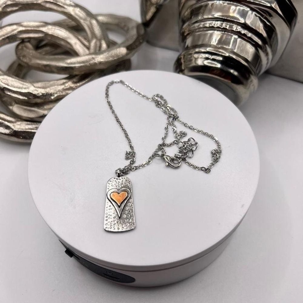 Retro Funky Stainless Steel Double Heart Pendant Necklace‎ NEW